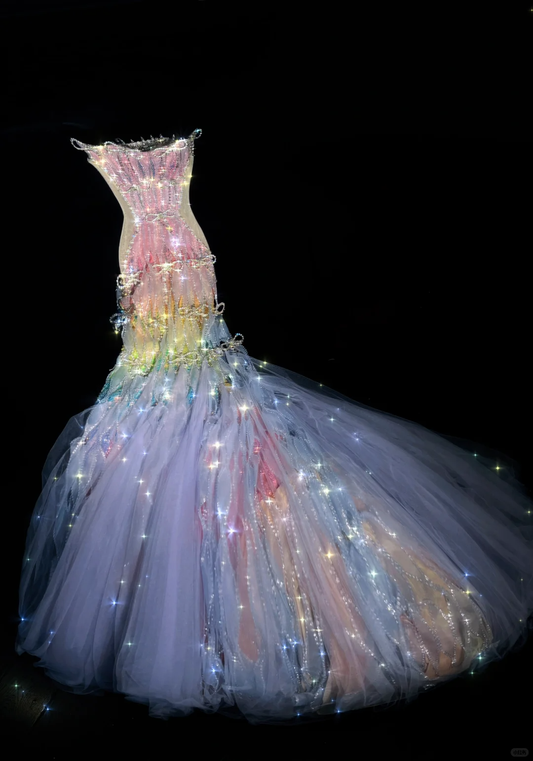 Stunning Dreamy Mermaid Strapless Tulle Prom Dress Party Dress DP3229