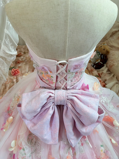 Princess Ball Gown 3D Floral Tulle Long Prom Dress 16th Birthday Dress DP5387
