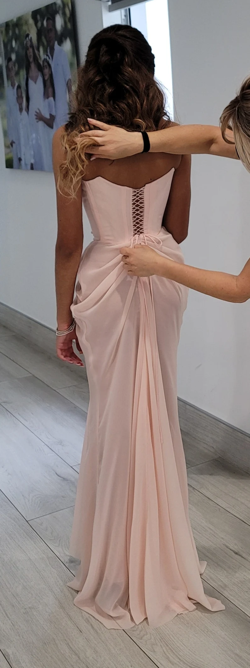 Pink Chiffon Mermaid Wedding Gown Dress Formal Prom Dress DP235