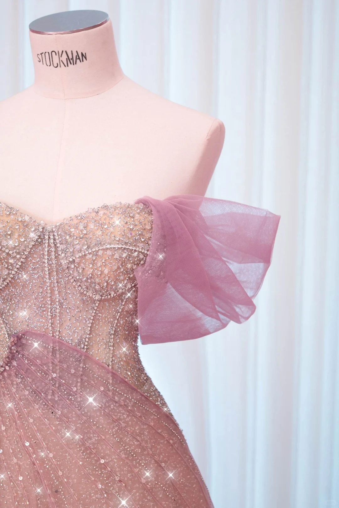 Elegant A Line Beaded Pink Tulle Long Date Dress Prom Dress Evening Dress DP3430