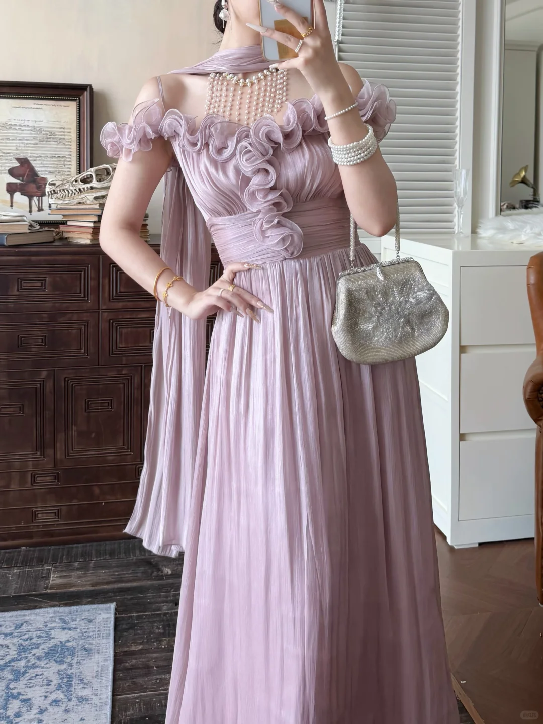 Dreamy Purple A Line Off the Shoulder Chiffon Long Prom Dress Evening Dress DP5644