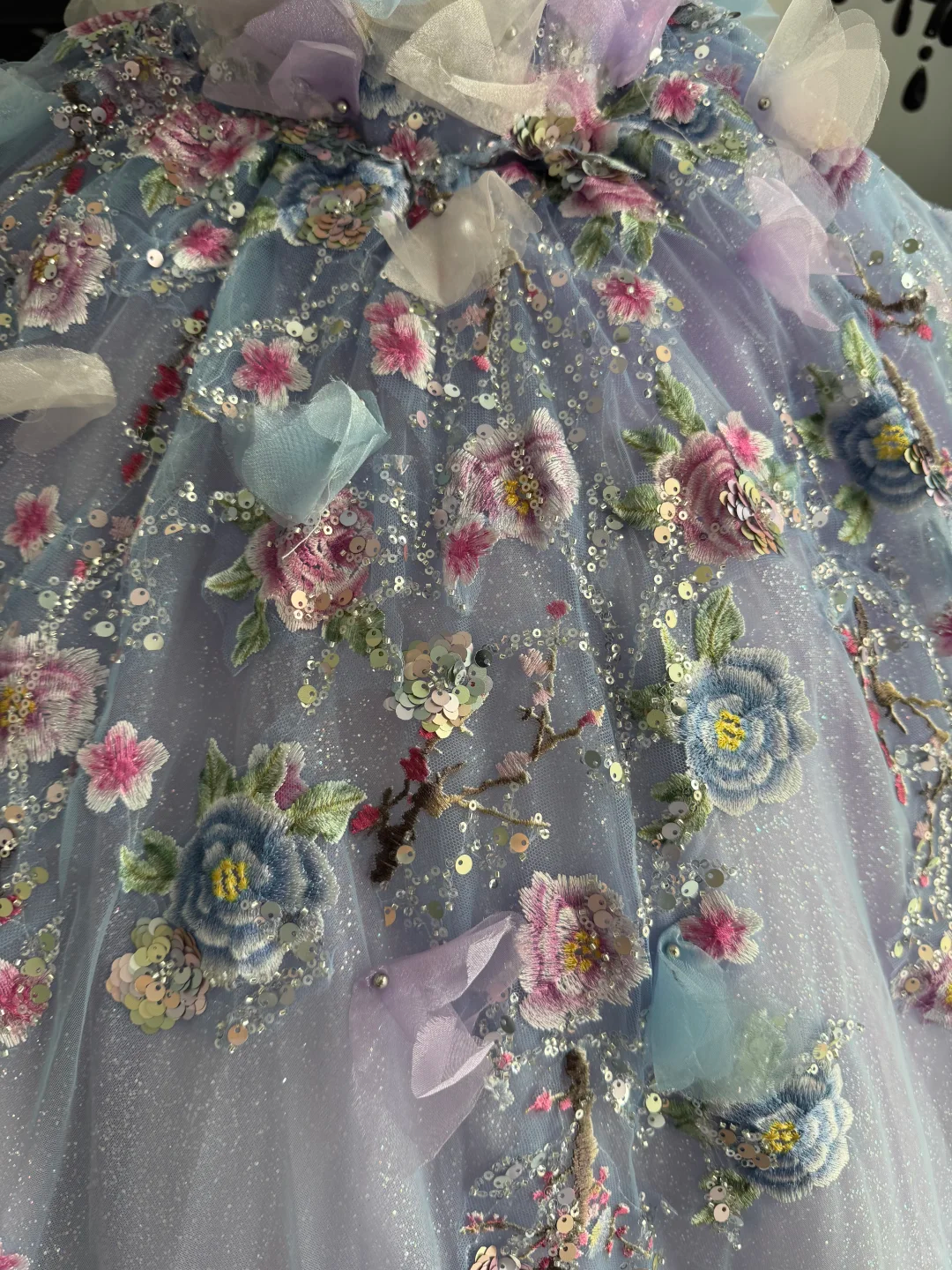 Lilac Ball Gown Sweetheart Neck Floral Tulle Prom Dress Quinceanera Dress DP6967