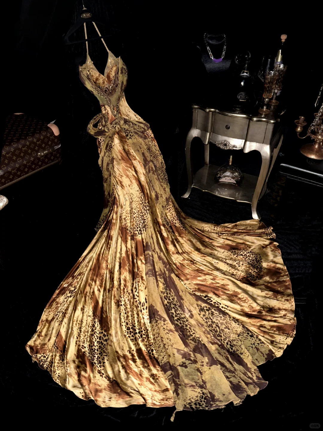 Sexy Leopard Print Satin Chiffon Prom Dress Party Evening Dress DP5358