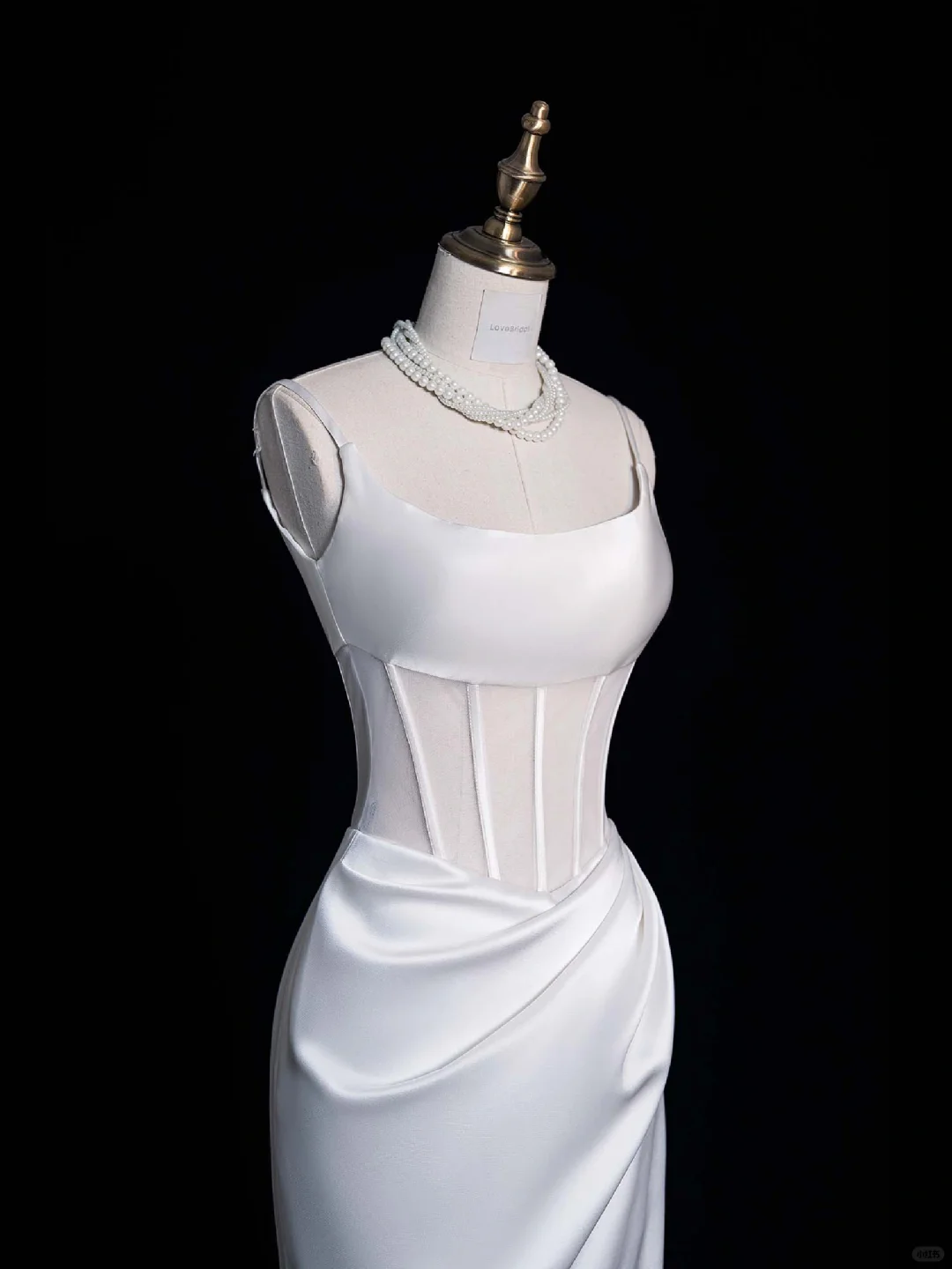White Sheath Spaghetti Strap Corset Satin Prom Dress Graduation Prom Dress DP1990