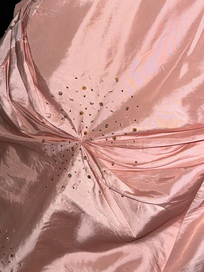 Glorious Light Pink A Line Sweetheart Neck Beaded Satin Prom Dress Party Evening Dress DP5334