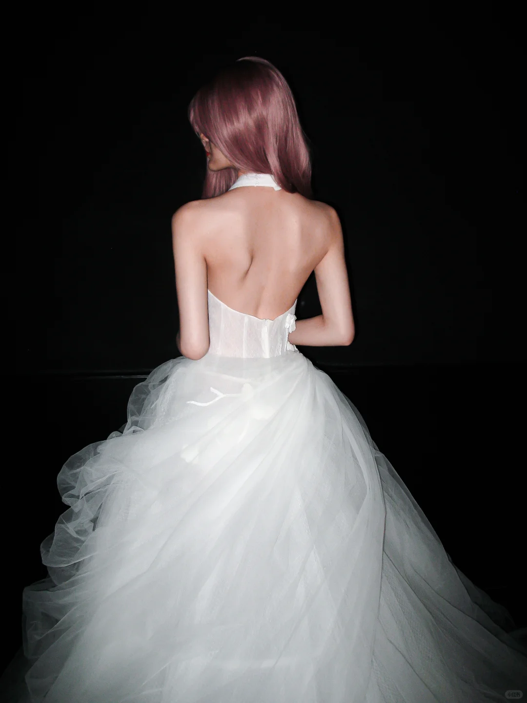 White Princess A Line V Neck Appliques Tulle Wedding Dress DP5173
