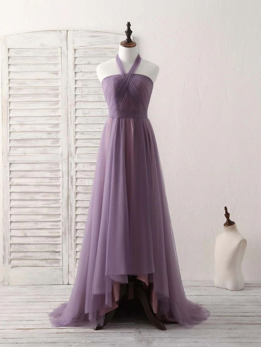 Simple Tulle High Low Long Prom Dress Bridesmaid Dress DP535