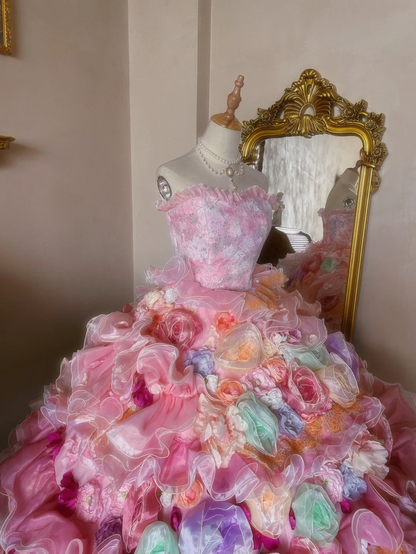 Dreamy Multi-color Ball Gown Floral Organza Prom Dress 16TH Birthday Dress DP5016