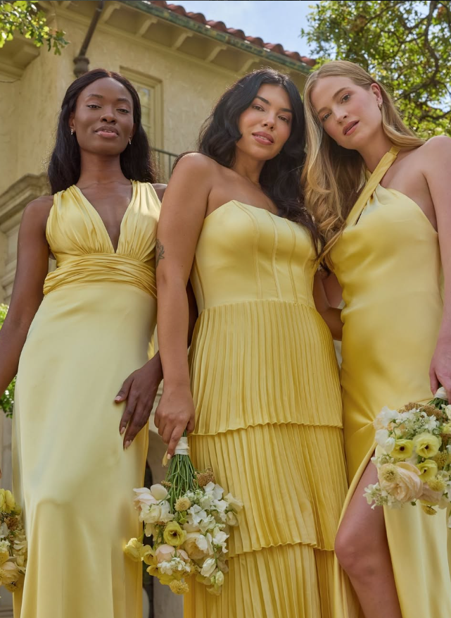 Bright Yellow A Line Strapless Layered Satin Long Prom Dress Bridesmaid Dress DP4981