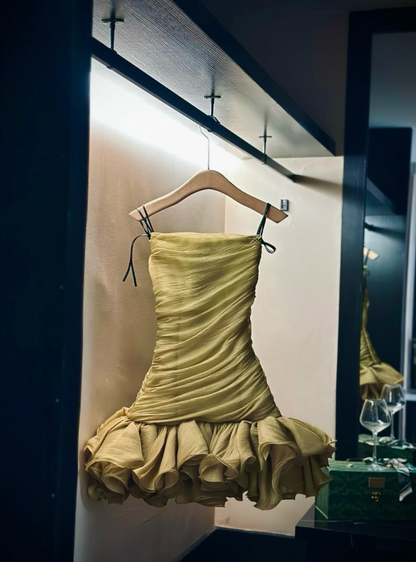 Stylish Green A Line Spaghetti Straps Layered Tulle Short Prom Dress Homecoming Dress DP7941