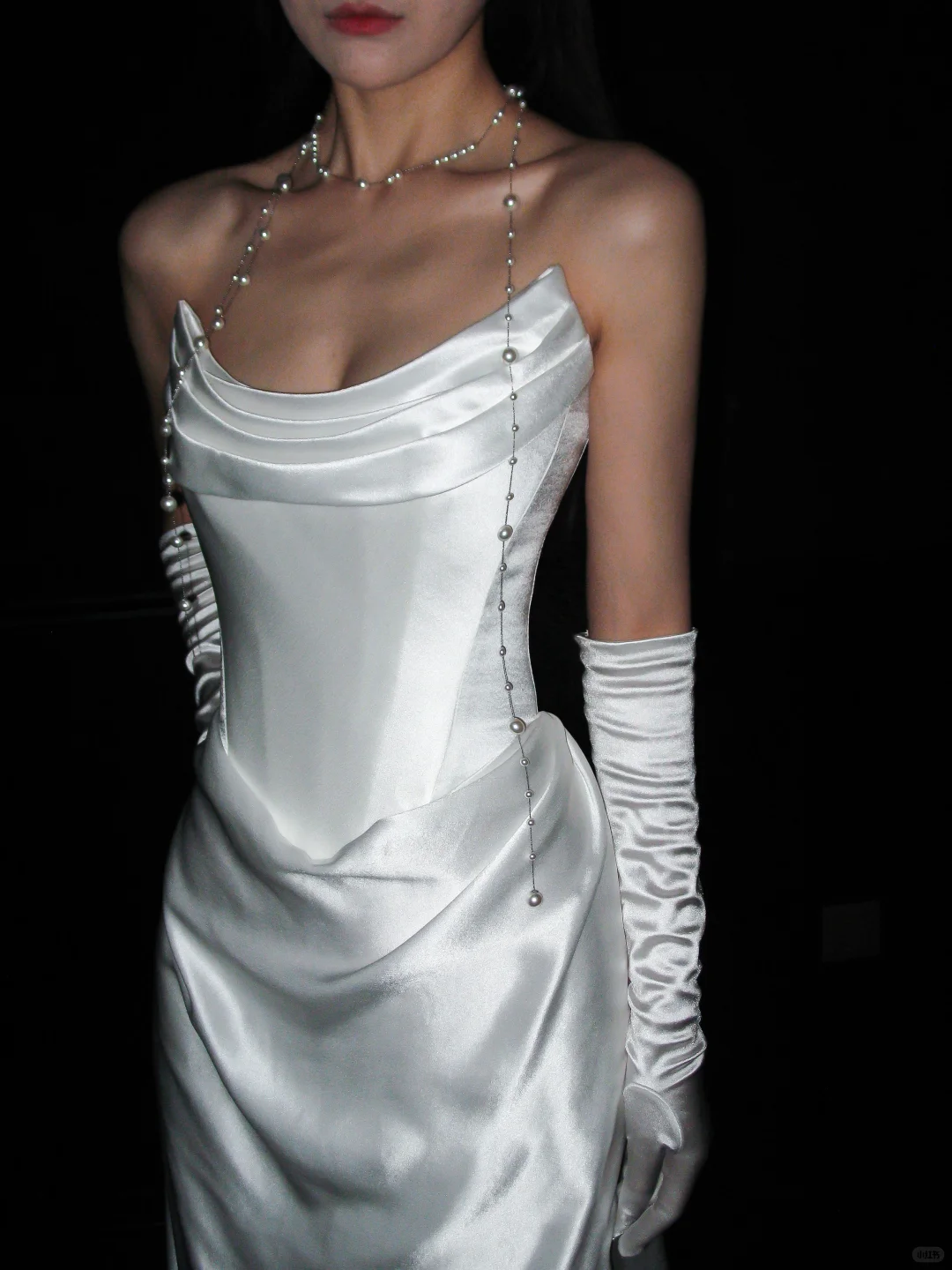Chic Sheath Strapless White Corset Satin Long Wedding Dress DP8103