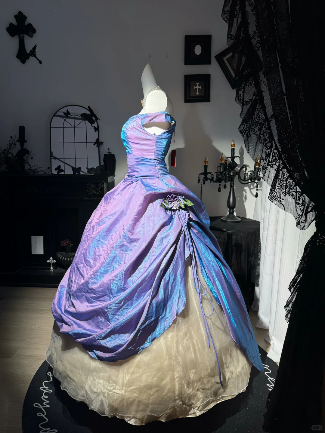 Vintage Ball Gown Off the Shoulder Purple Satin Prom Dress Quinceanera Dress DP6963