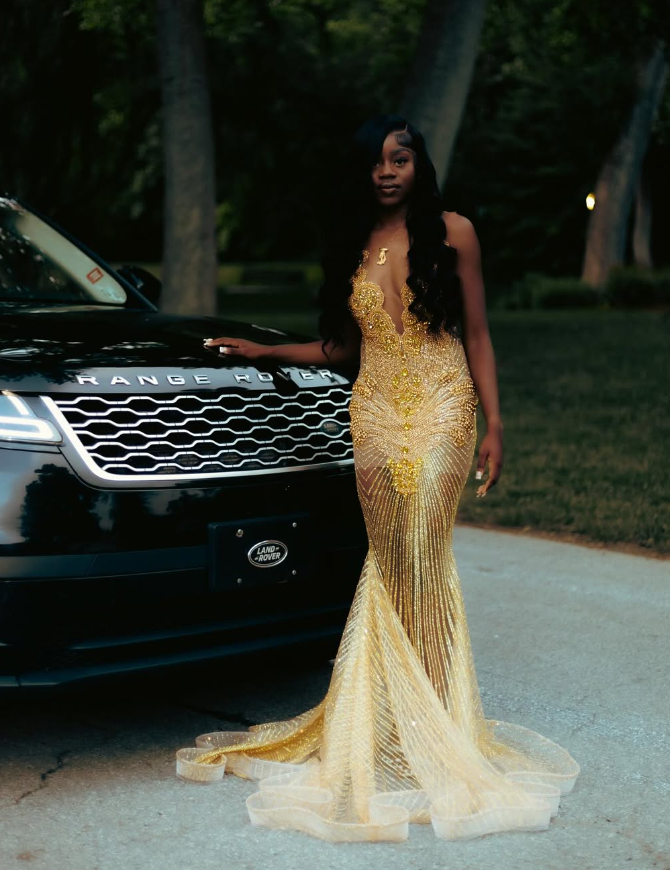 Gorgeous Mermaid V Neck Yellow Beaded Sequin Tulle Long Sweep Prom Dress Evening Dress DP1900
