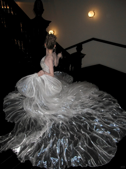 Stunning Ball Gown Sweetheart Neck Organza Long Party Dress Prom Dress DP2504