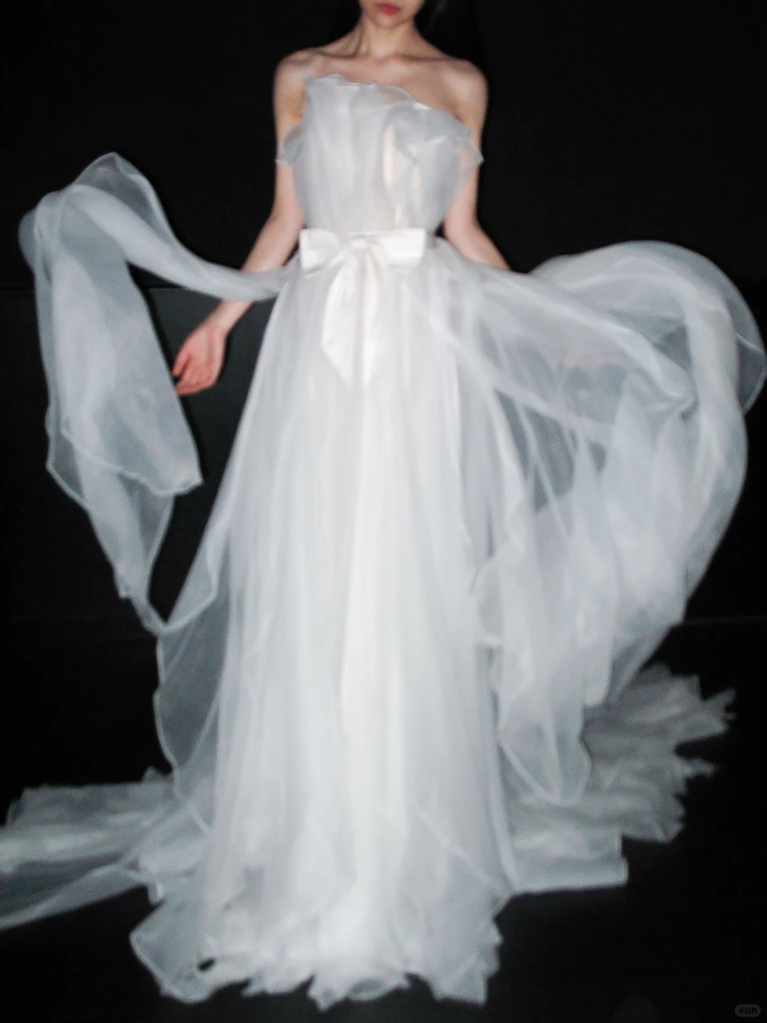 Gentle Flowy A Line Strapless White Tulle Long Wedding Dress DP6380