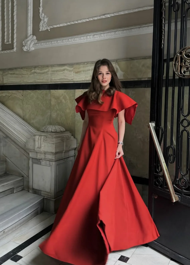 Red Classic A Line Simple Satin Long Prom Dress DP5024