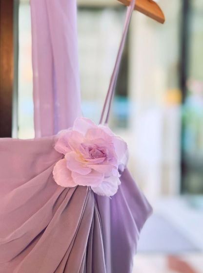 Vintage Purple A Line Spaghetti Straps Floral Chiffon Prom Dress Party Dress Date Dress DP4446