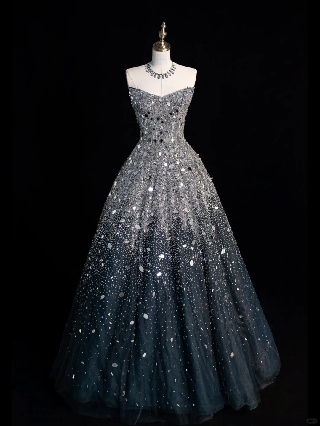 Gorgeous A Line Sweetheart Neck Beaded Sequin Black Tulle Long Prom Dress Evening Dress DP2130