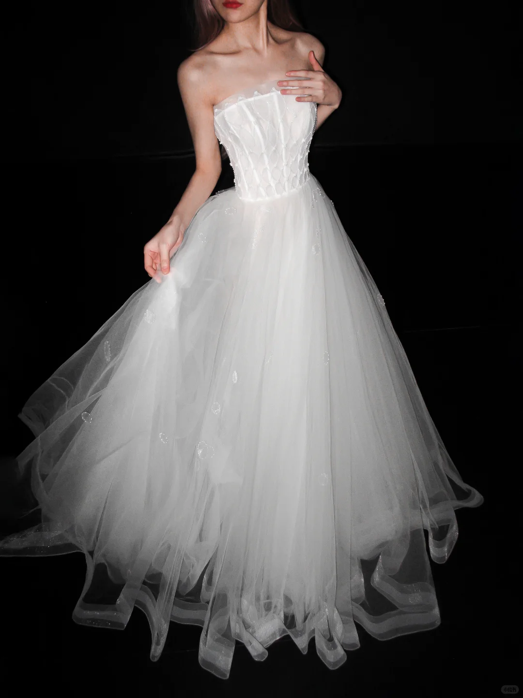 Exquisite White Tulle Long Wedding Dress DP5189