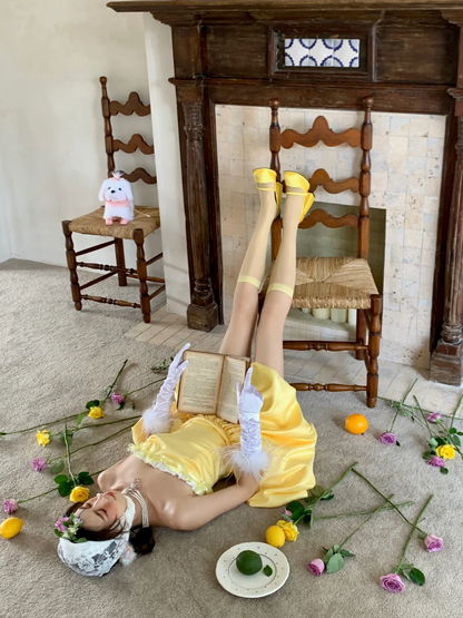 Cute A Line Strapless Yellow Satin Short Cocktail Dress Homecoming Dress with Bow DP2436