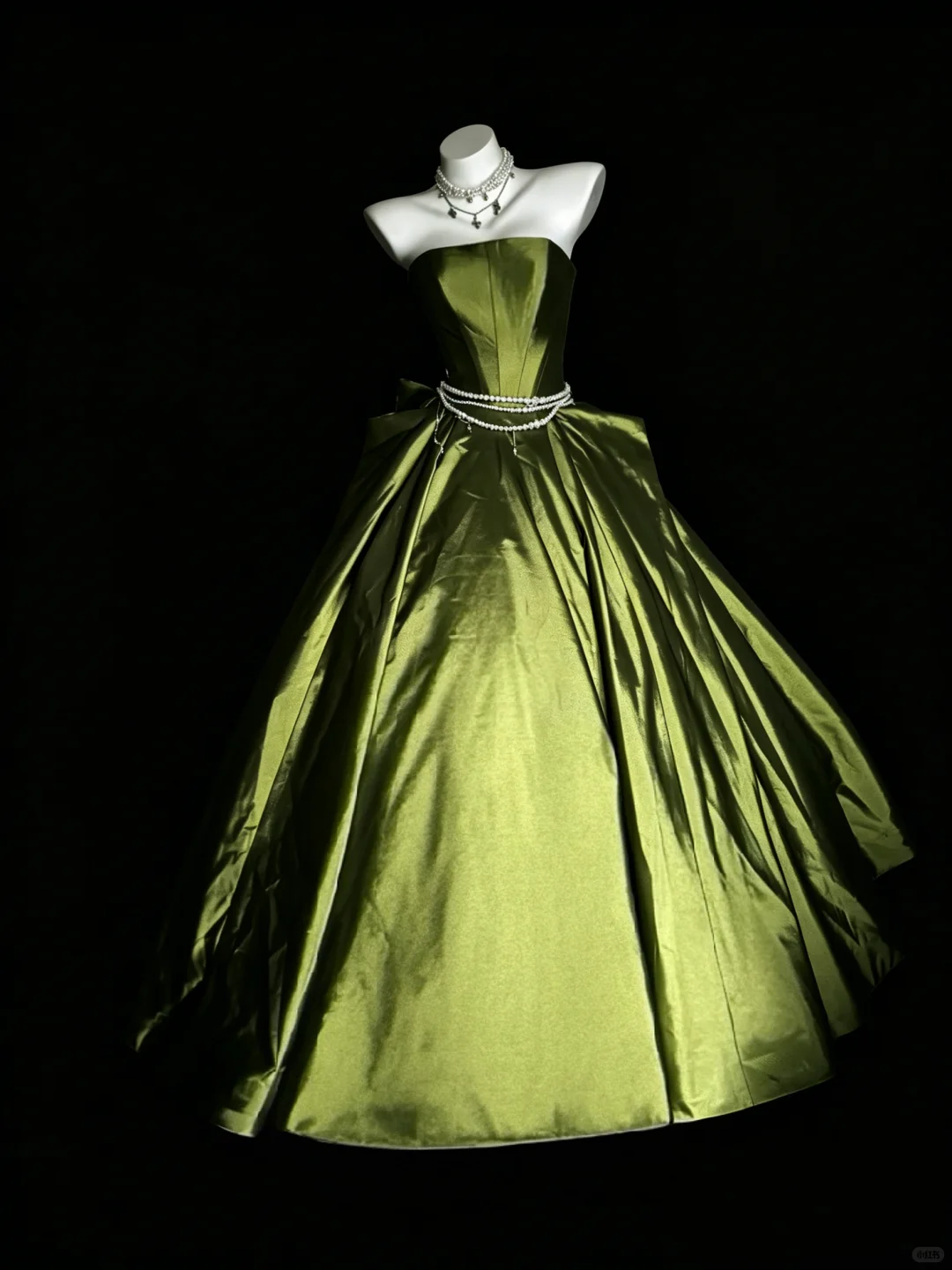 Elegant Green A Line Strapless Satin Prom Dress Party Evening Dress DP5349