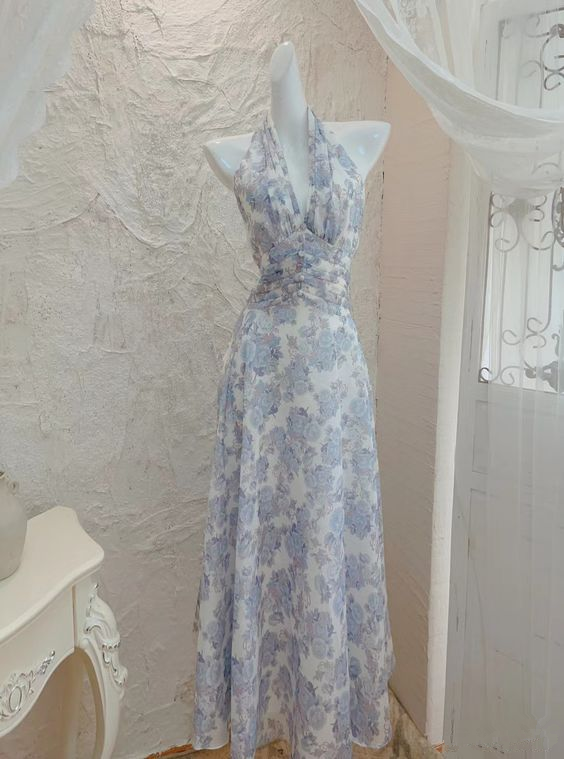 Sexy A Line Chiffon Floral Prom Dress Party Evening Dress DP105