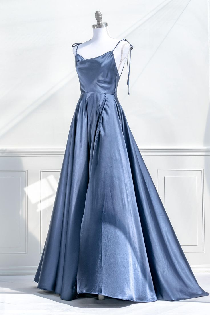 Simple Satin A Line Long Prom Dress Evening Dress Bridesmaid Dress DP243