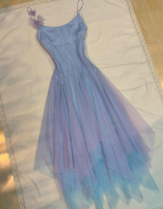 Fairy A Line Spaghetti Strap Butterfly Tulle Prom Dress Evening Dress DP1603