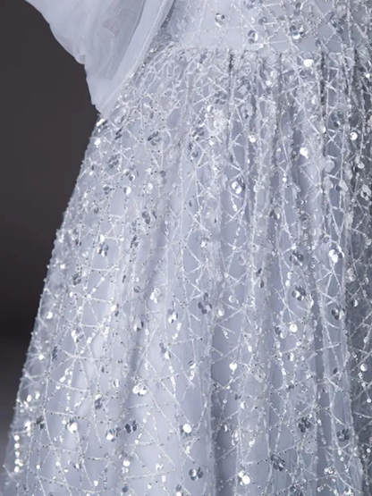Shiny Sequins Off Shoulder Long Prom Dress Formal Evening Dress DP284