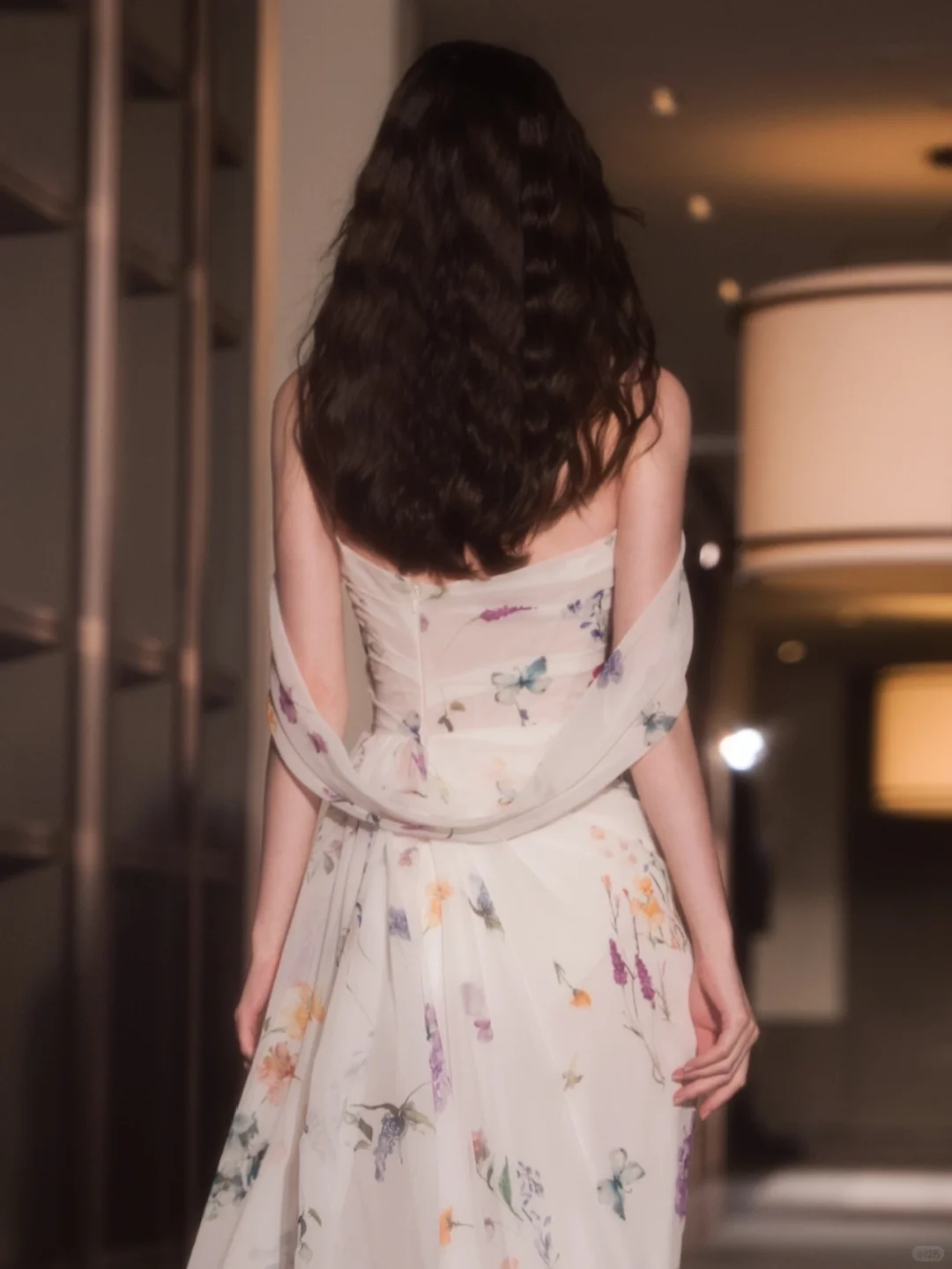 Gentle A Line Off the Shoulder Print Flower Chiffon Prom Dress Evening Dress DP2796