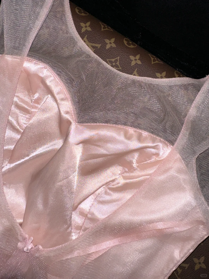 Gentle Pink A Line Sweetheart Neck Tulle Satin Prom Dress Party Evening Dress DP5338