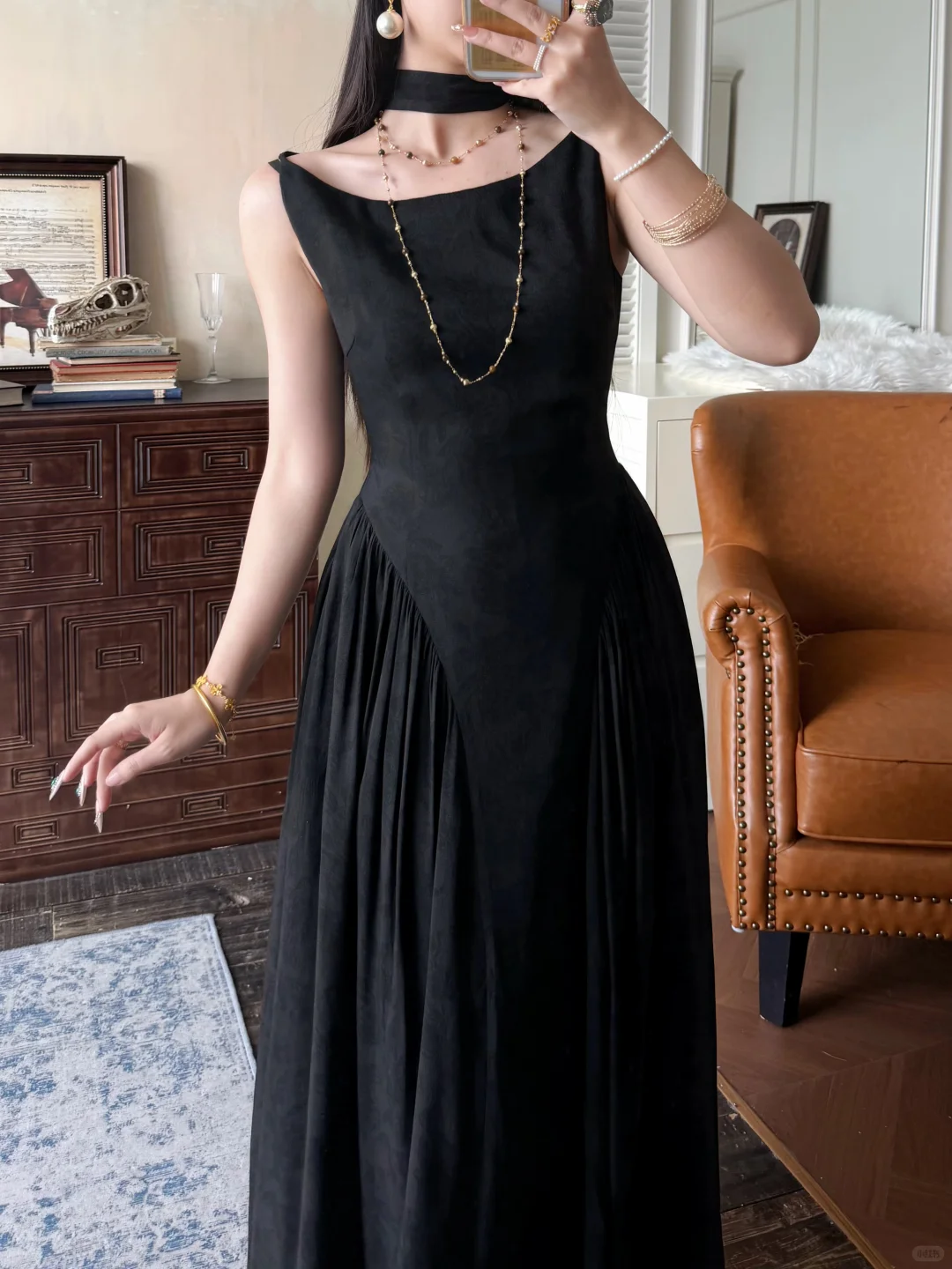 Classic Simple A Line Black Satin Long Prom Dress Evening Dress DP5647