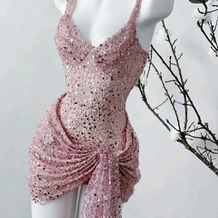 Charming Pink Bodycon Sequins Homecoming Dress Mini Party Dress DP572