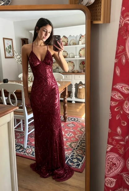 Green Sheath Spaghetti Strap Exquisite Beaded Tulle Prom Dress Graduation Prom Dress DP6660