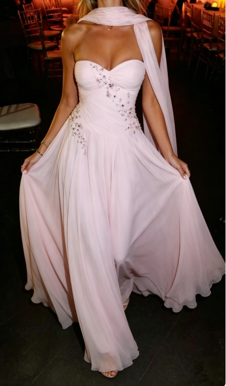 Gentle Light Pink A Line Sweetheart Neck Beaded Chiffon Prom Dress Graduation Prom Dress DP5180