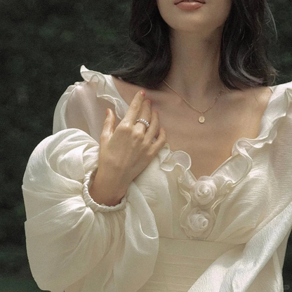 Vintage Ivory Mermaid Long Sleeve Satin Long Prom Dress Party Dress Outfits DP4522