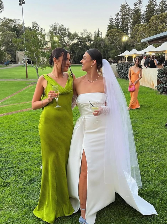Green A Line Straps Satin Open Back Long Prom Dress Evening Dress DP1625