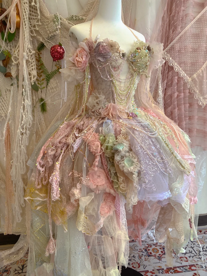Dreamy Multi-color A Line Halter Floral Lace Tulle Short Homecoming Dress DP3761