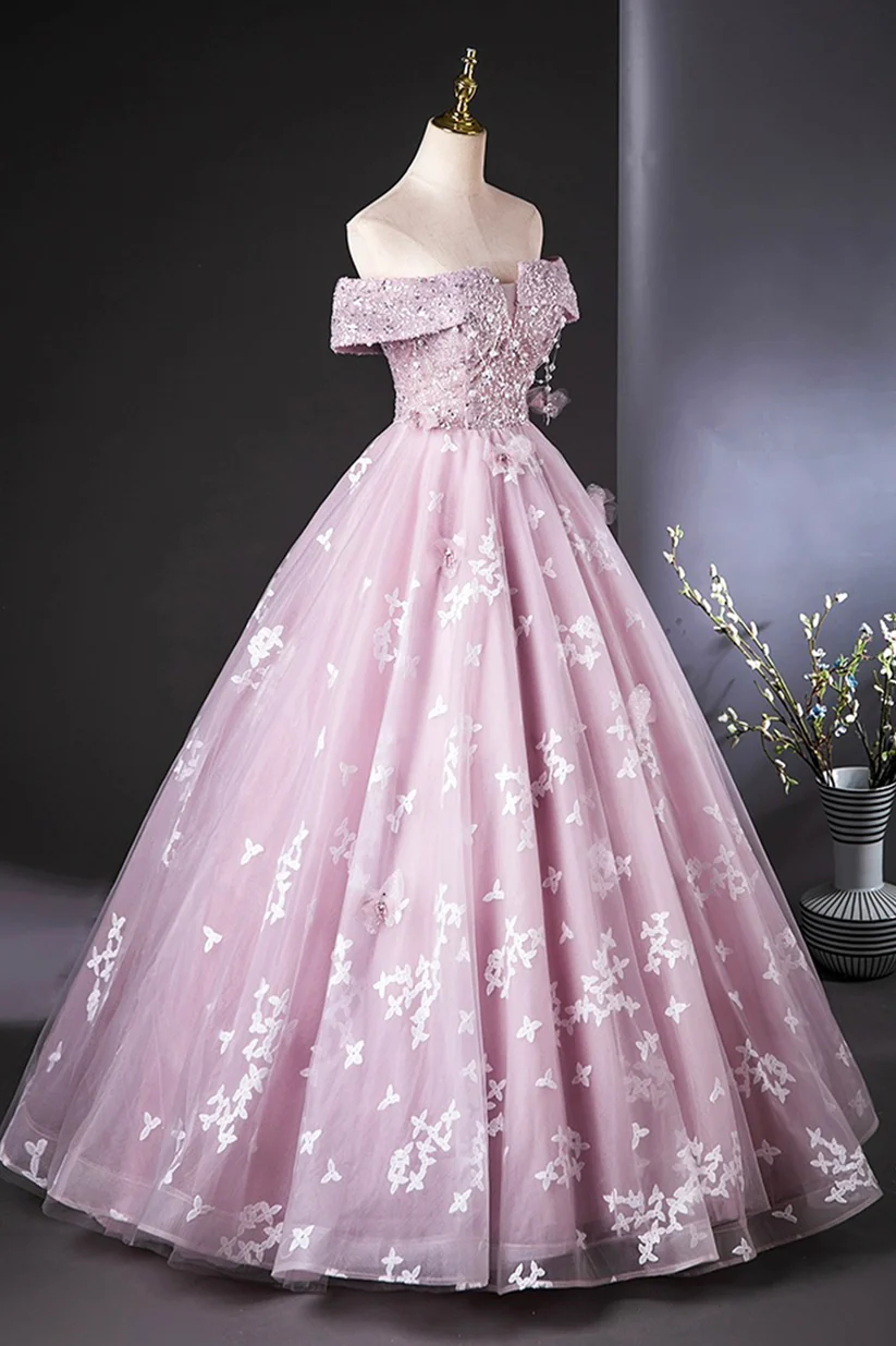 Beautiful Off The Shoulder Tulle Beaded Long Prom Dress Formal Evening Party Dress DP626