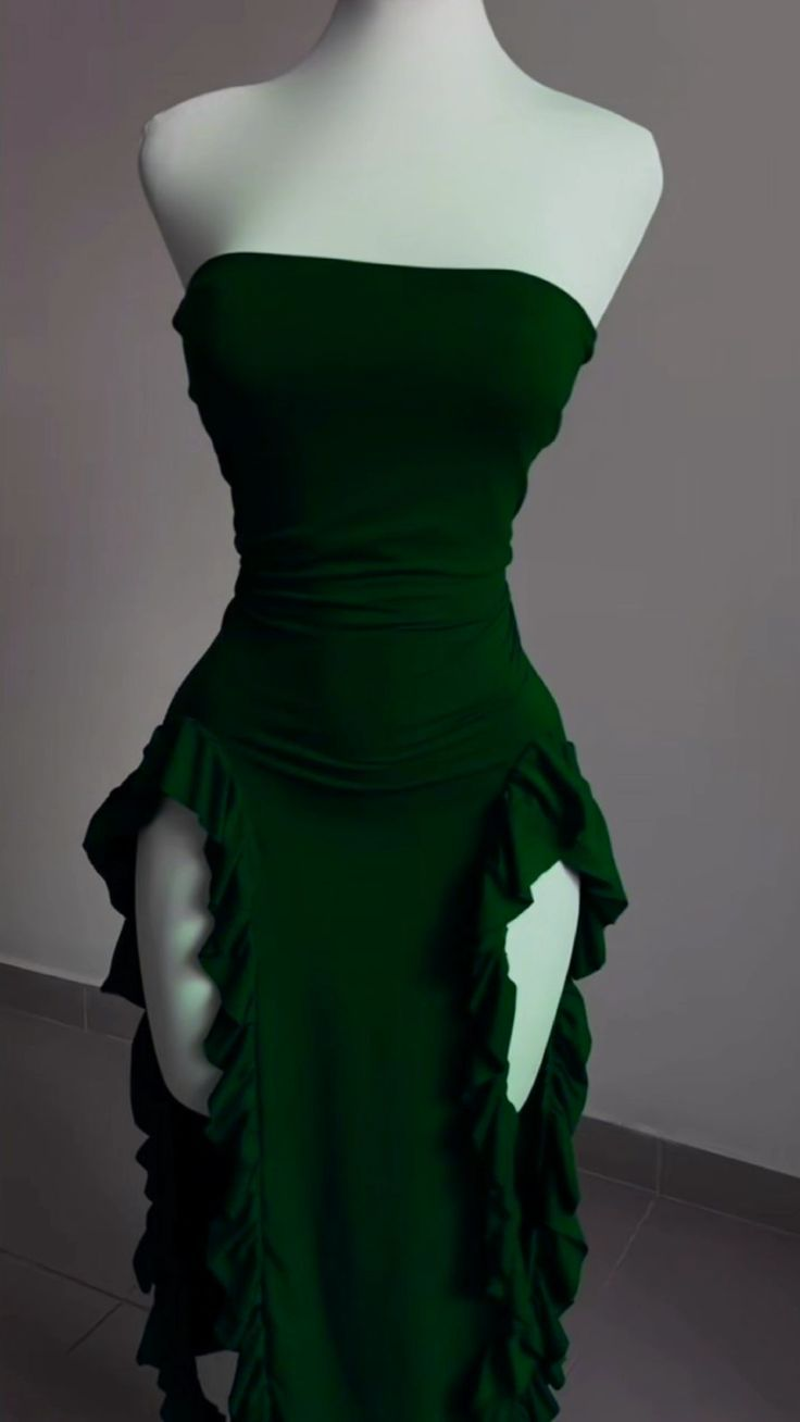 Strapless Sheath Midi Length Ruffle Prom Dress Sexy Evening Dress DP212
