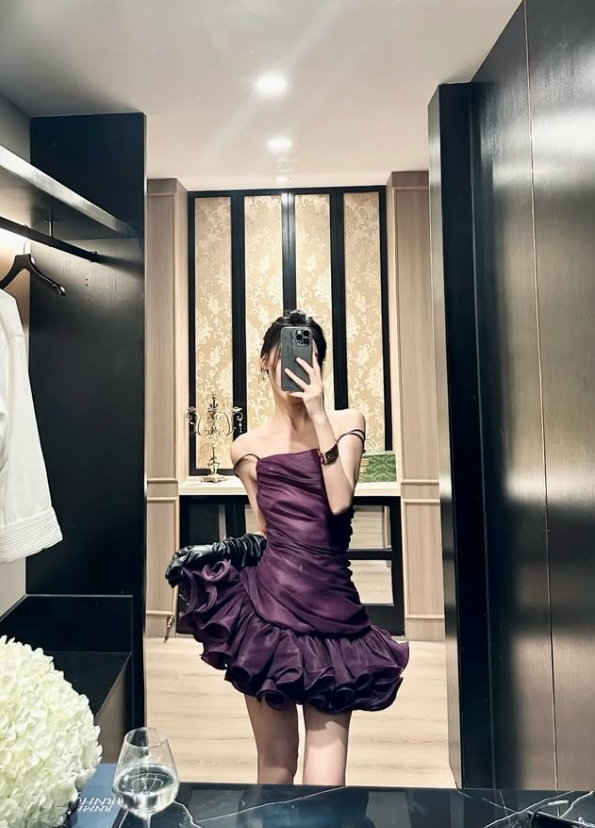 Stylish Purple A Line Spaghetti Straps Layered Tulle Short Prom Dress Homecoming Dress DP7943