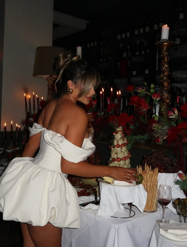 White A Line Off the Shoulder Satin Short Homecoming Dress Birthday Dress DP3679