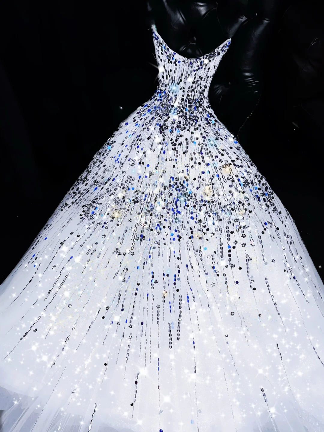 Shiny A Line Sweetheart Neck Sequin White Tulle Long Prom Dress Evening Dress DP1956