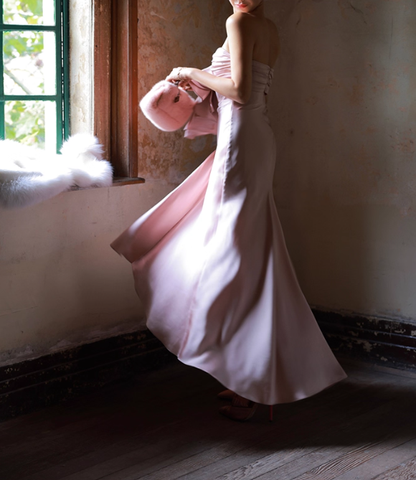 Romantic Mermaid Sweetheart Neck Pink Satin Long Prom Dress Party Dress Date Dresses DP3682