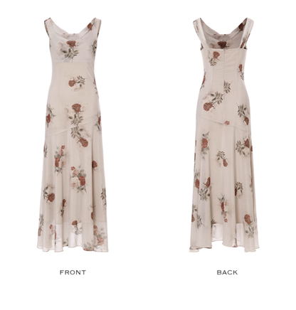 Khaki A Line Straps Rose Chiffon Prom Dress Vacation Dress Outfits DP3653