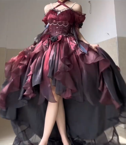 Stunning Black Red Ombre A Line Off the Shoulder Satin Prom Dress Graduation Ball Gown DP4565