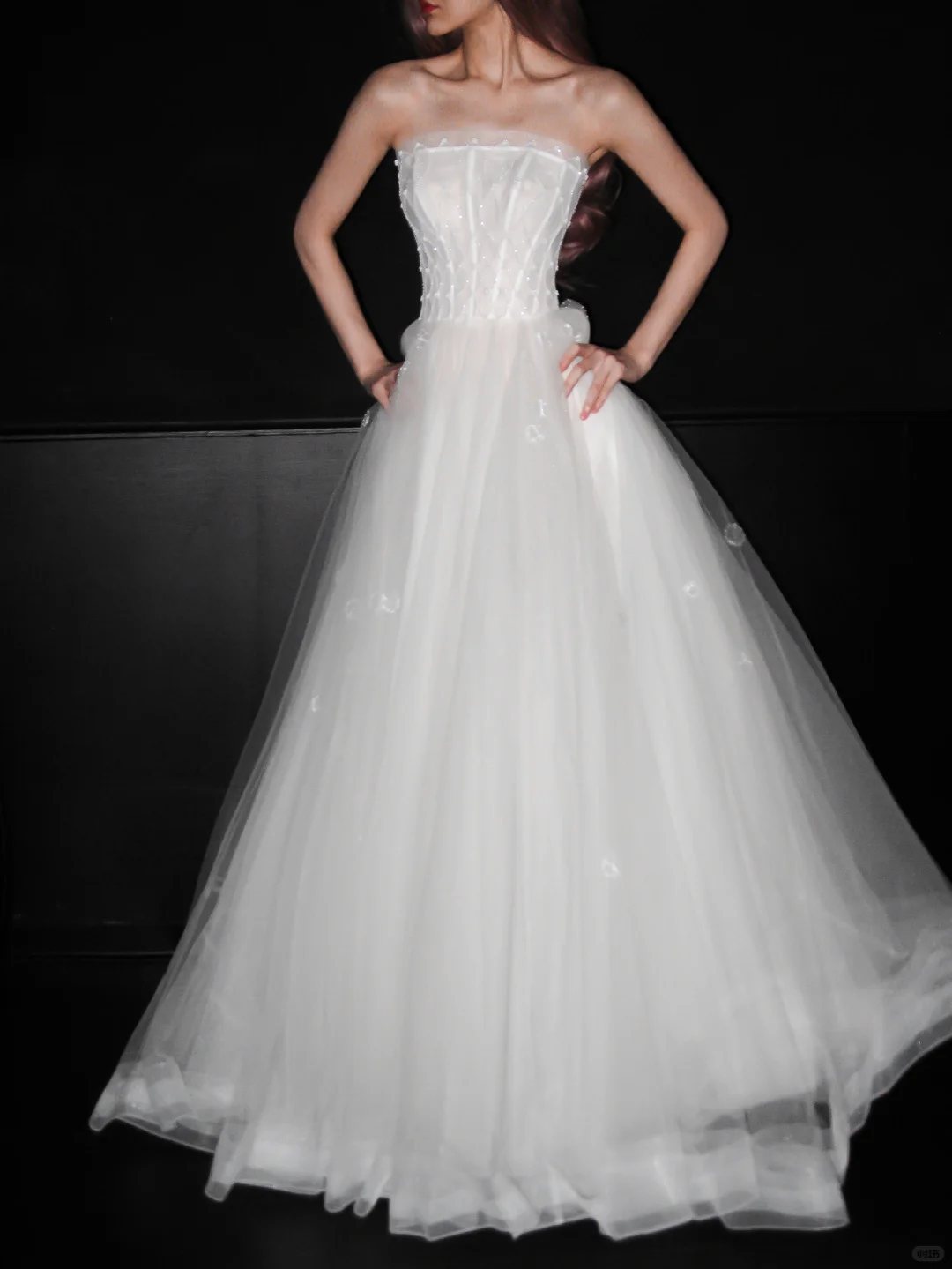 Exquisite White Tulle Long Wedding Dress DP5189
