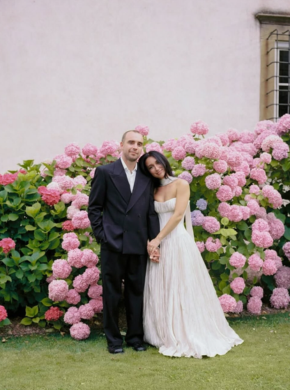 Elegant Ball Gown Strapless Corset Pleated Satin Prom Dress Wedding Dress DP4283