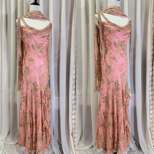 Brown Mermaid Spaghetti Strap Beaded Chiffon Long Party Dress Evening Dress DP2342