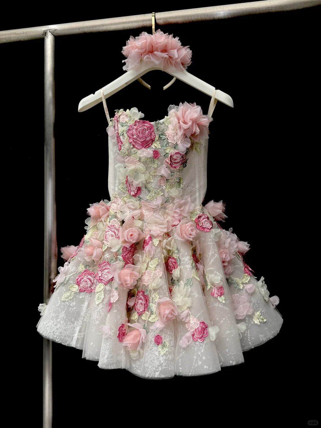 Pink Flower A Line Sweetheart Neck Sequin Tulle Mini Homecoming Dress Cocktail Dress DP3060
